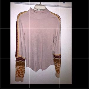 FRE PEOPLE Thermal with crocheted sleeves